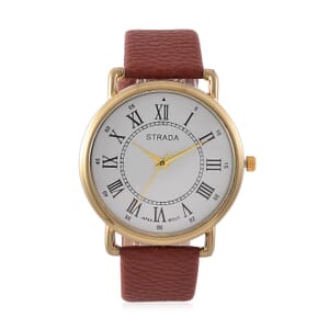 Strada Japanese Movement Watch in Dualtone With Dark Brown Faux Leather