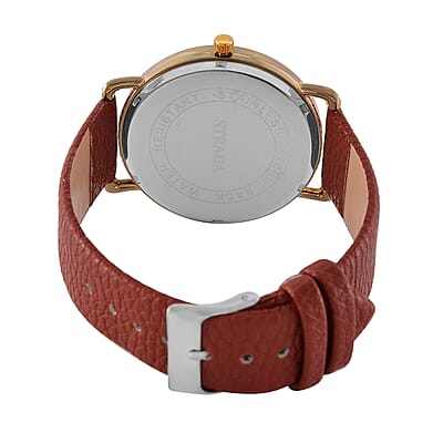Strada Japanese Movement Watch in Dualtone With Dark Brown Faux Leather