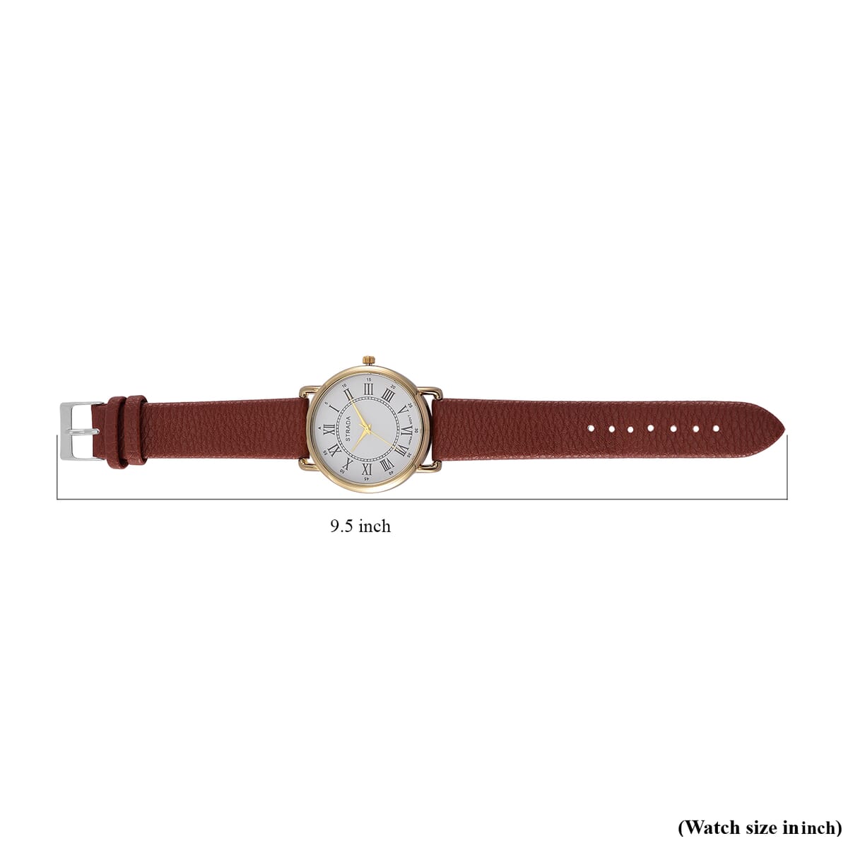 Strada Japanese Movement Watch in Dualtone With Dark Brown Faux Leather image number 6