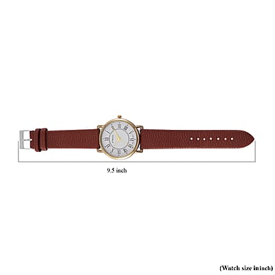 Strada Japanese Movement Watch in Dualtone With Dark Brown Faux Leather
