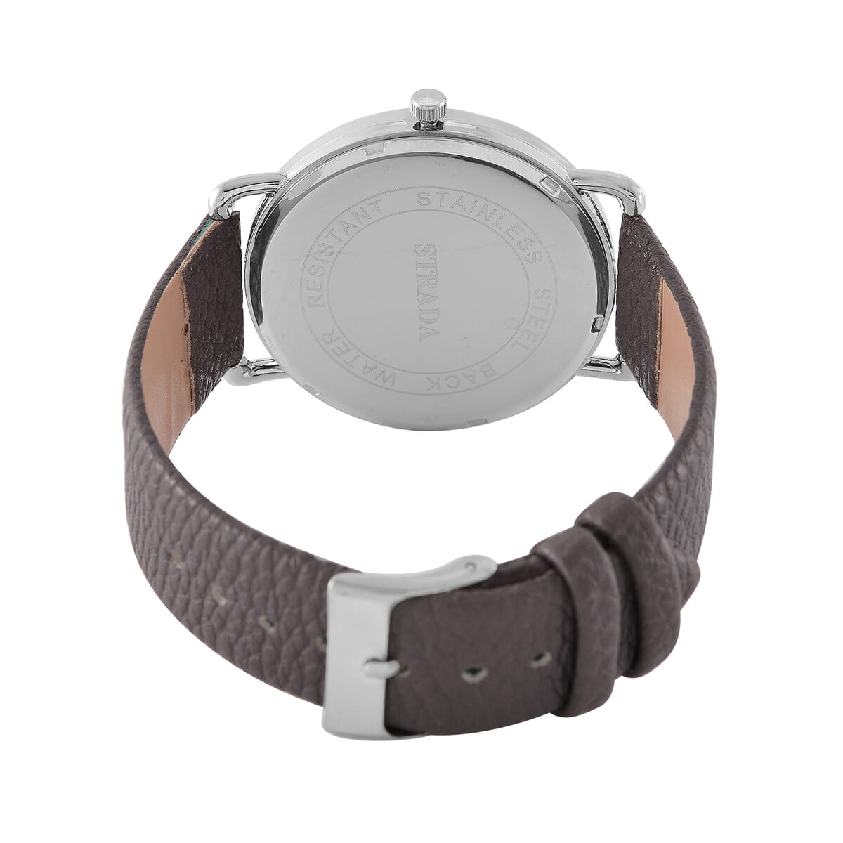 Strada Japanese Movement Watch in Silvertone with Dark Gray Faux Leather image number 5