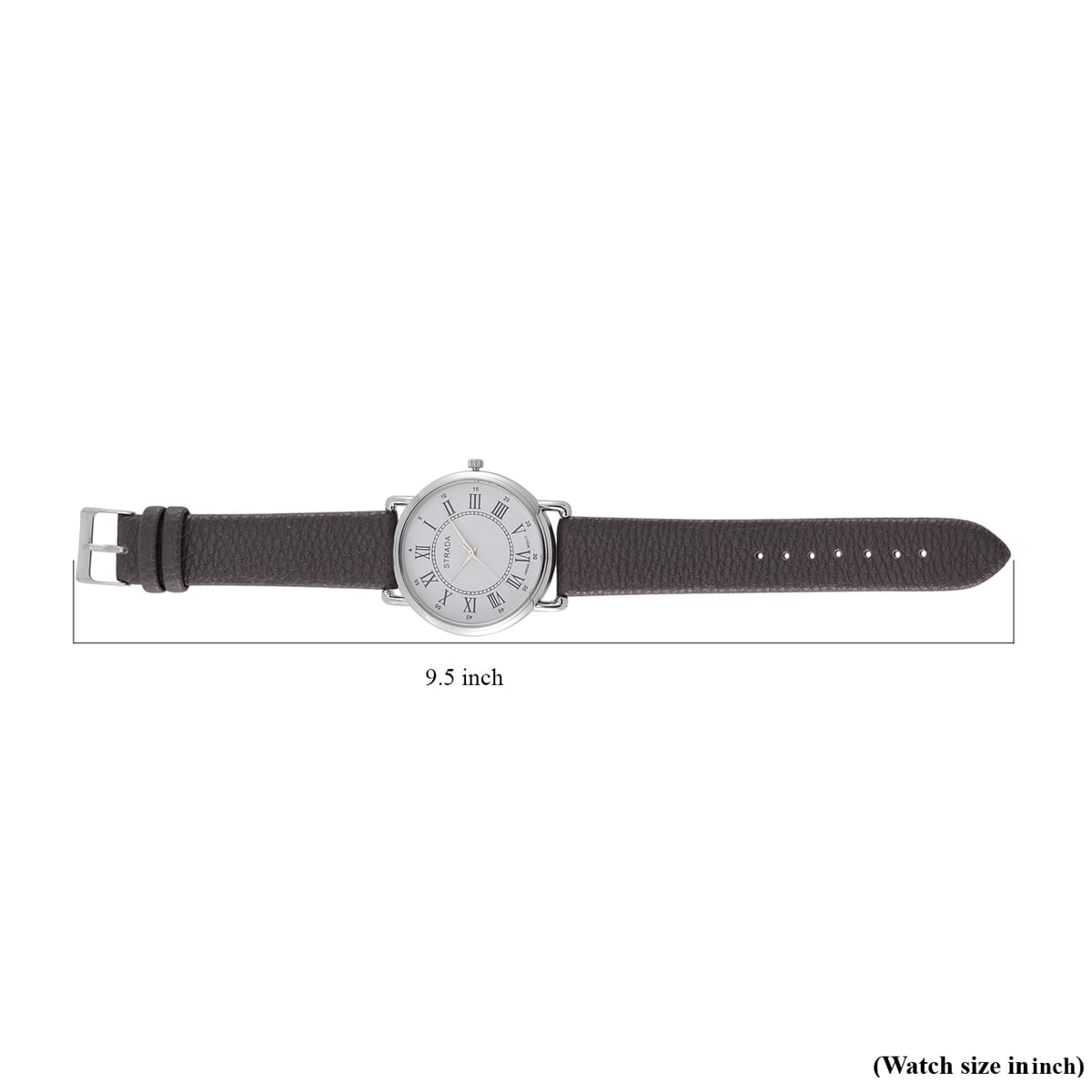 Strada Japanese Movement Watch in Silvertone with Dark Gray Faux Leather image number 6