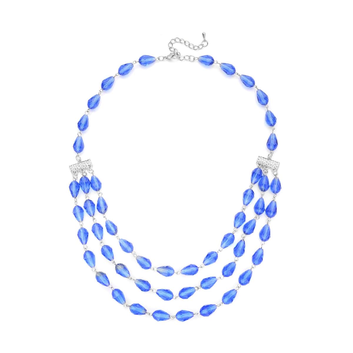 Simulated Tanzanite Beaded Layered Necklace 22-24 Inches in Silvertone image number 0