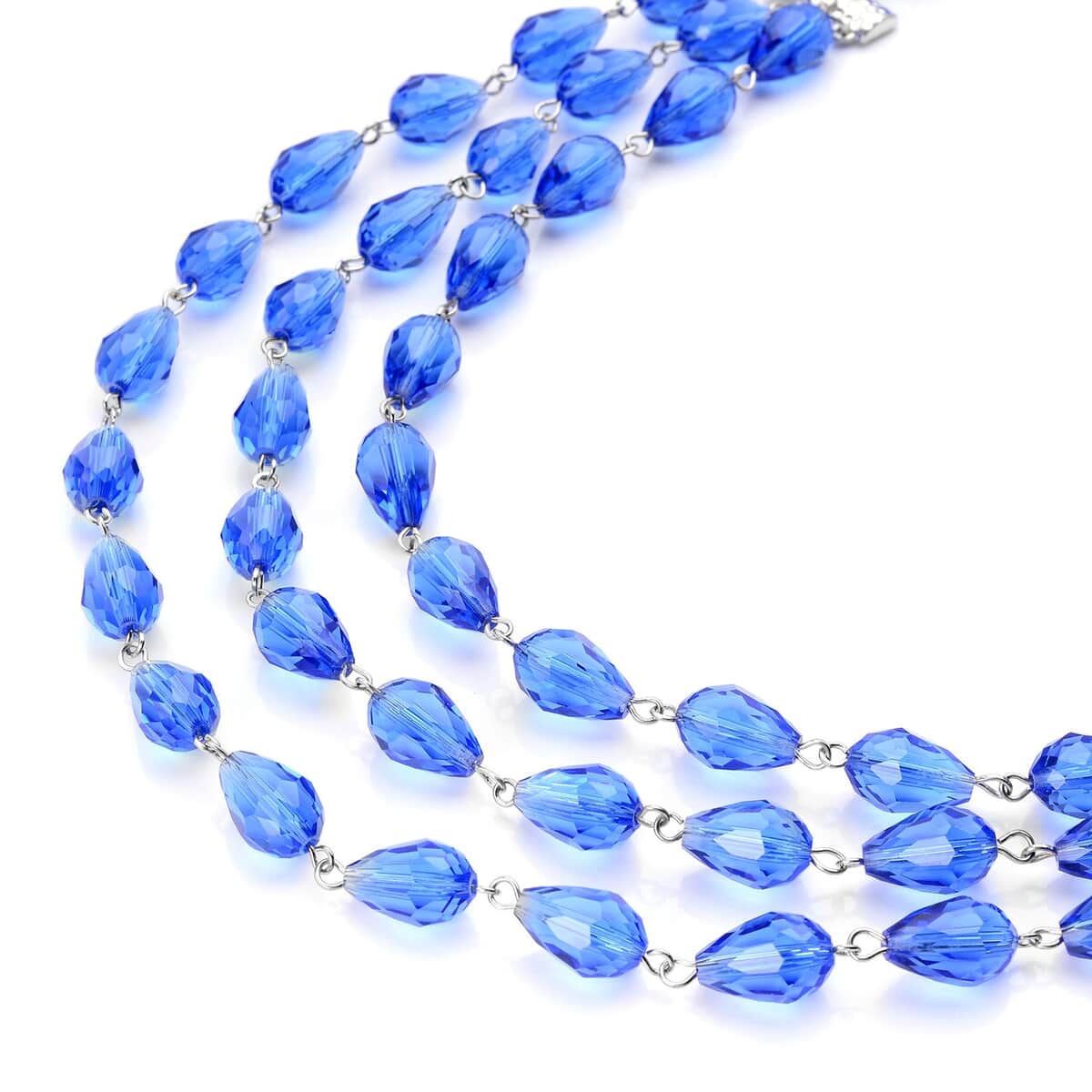 Simulated Tanzanite Beaded Layered Necklace 22-24 Inches in Silvertone image number 2