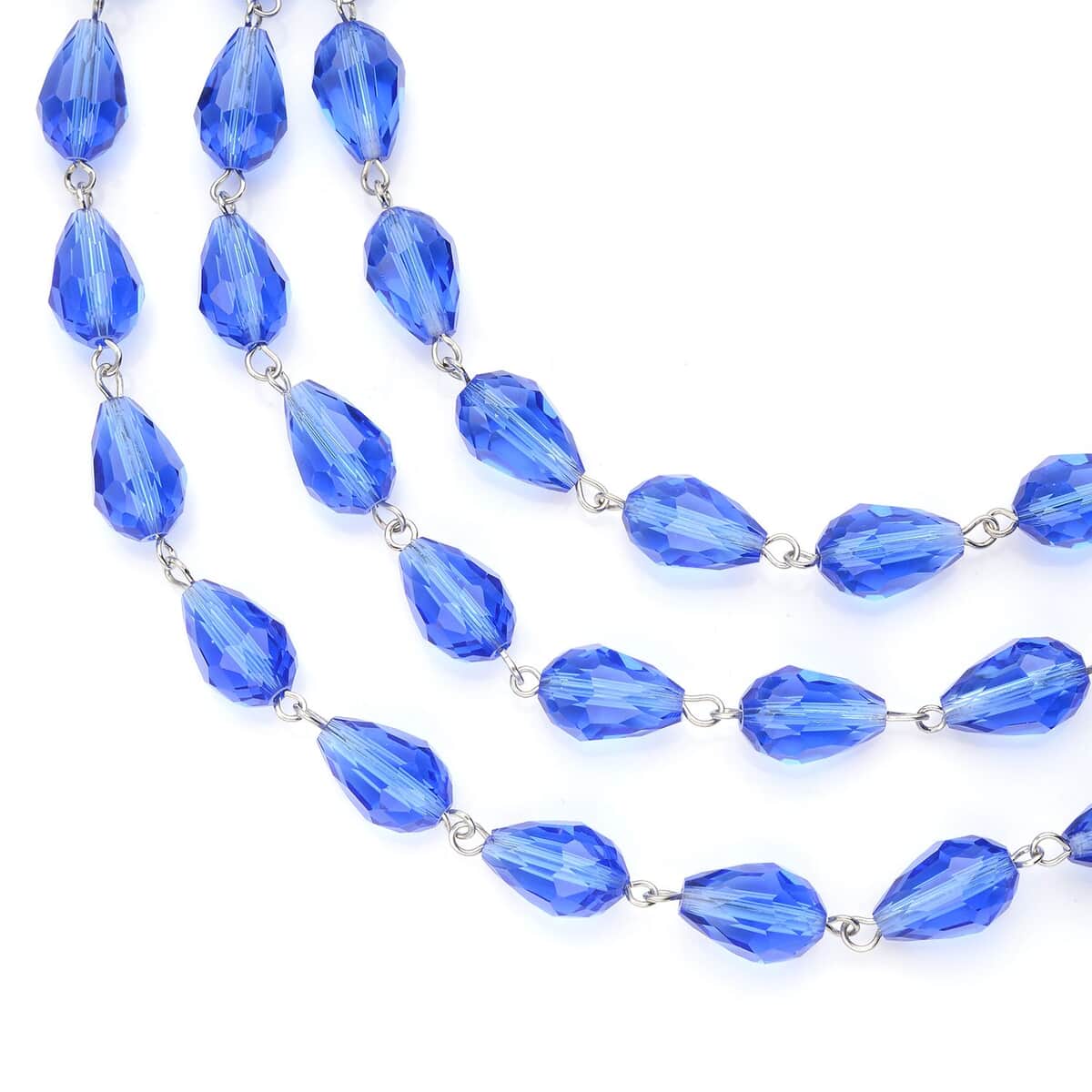 Simulated Tanzanite Beaded Layered Necklace 22-24 Inches in Silvertone image number 3