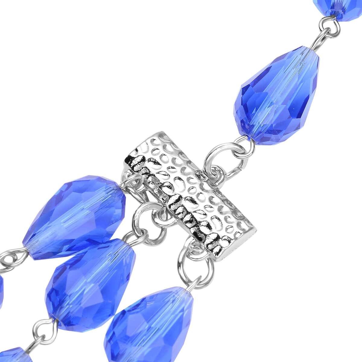 Simulated Tanzanite Beaded Layered Necklace 22-24 Inches in Silvertone image number 4