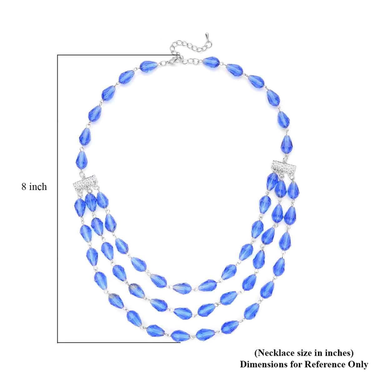 Simulated Tanzanite Beaded Layered Necklace 22-24 Inches in Silvertone image number 6