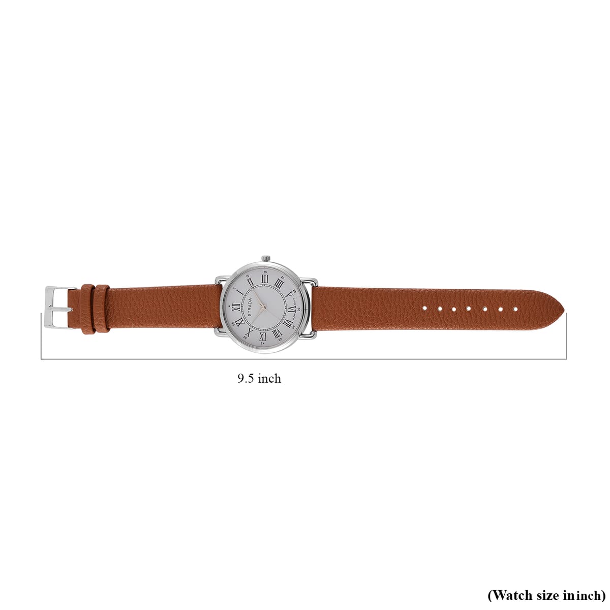Strada Japanese Movement Watch in Silvertone with Coffee Faux Leather image number 6