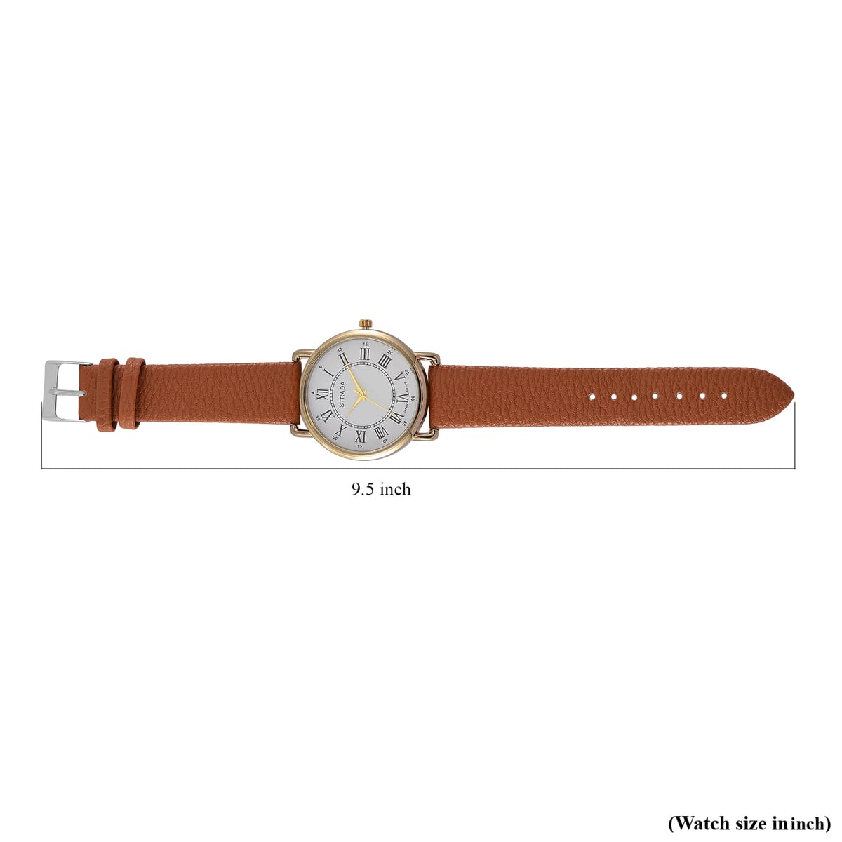 Strada Japanese Movement Watch in Goldtone with Coffee Faux Leather image number 6
