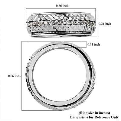 Diamond, Diamond Cut Spinner Band Ring in Platinum Over Sterling Silver (Size 6.0) 0.50 ctw