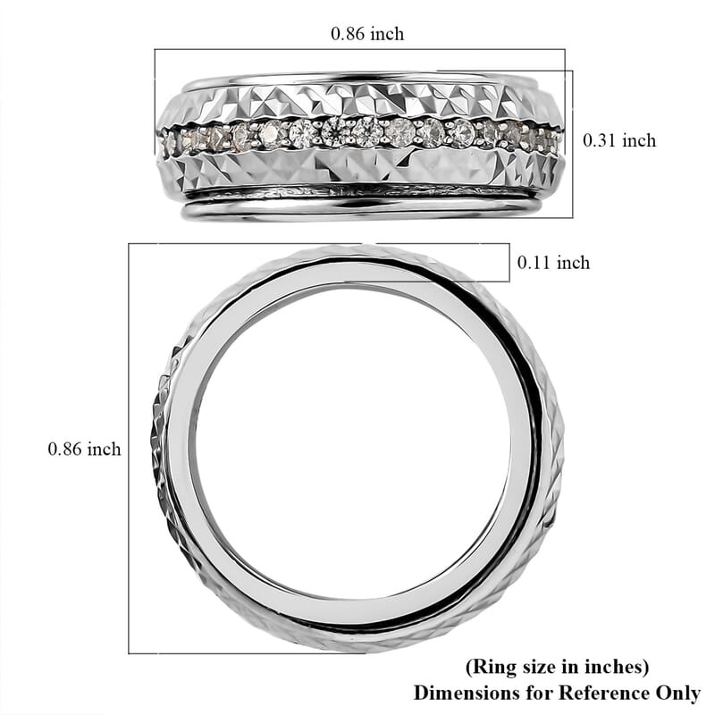 Diamond, Diamond Cut Spinner Band Ring in Platinum Over Sterling Silver (Size 6.0) 0.50 ctw