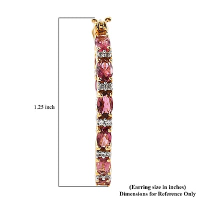 Morro Redondo Pink Tourmaline and White Zircon Inside Out Hoop Earrings in Vermeil Yellow Gold Over Sterling Silver 5.15 ctw