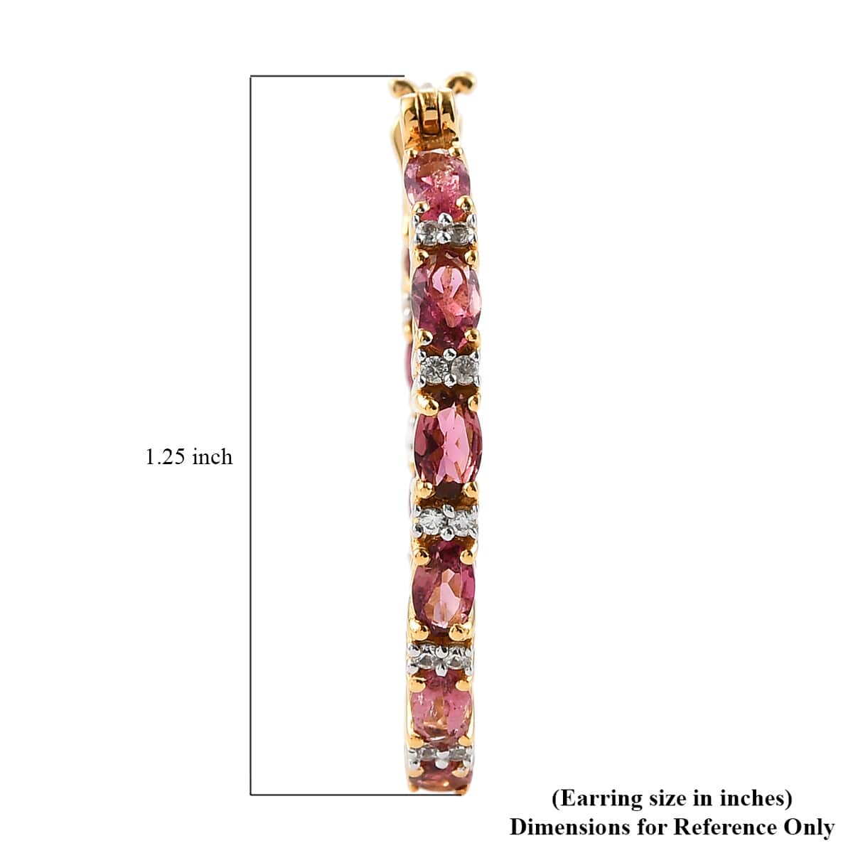 Morro Redondo Pink Tourmaline and White Zircon Inside Out Hoop Earrings in Vermeil Yellow Gold Over Sterling Silver 5.15 ctw image number 4
