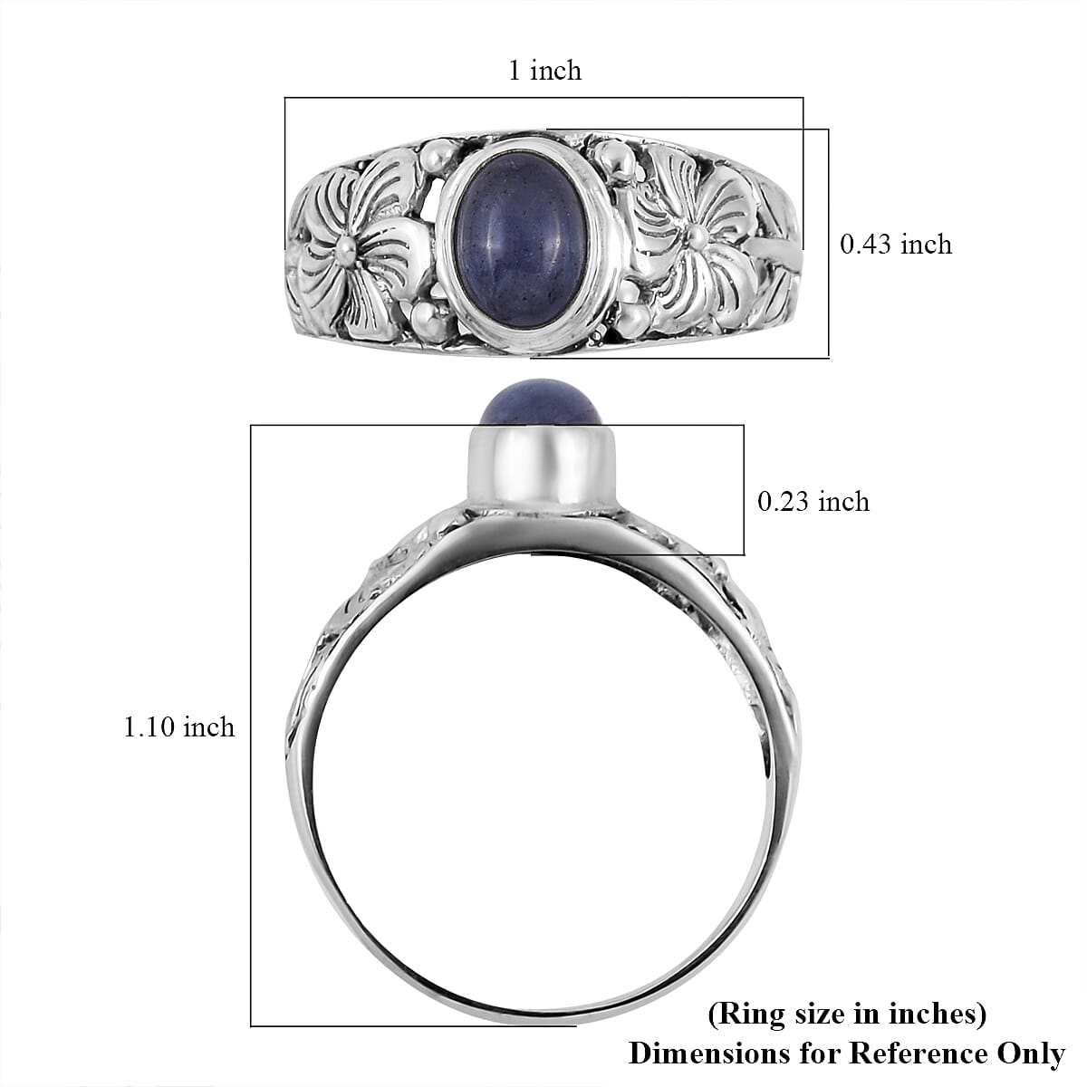 Bali Legacy Tanzanite Floral Ring in Sterling Silver (Size 10.0) 1.75 ctw