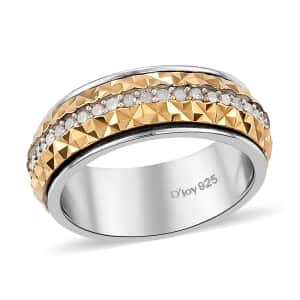 Diamond, Diamond-Cut Spinner Band Ring in Vermeil Yellow Gold and Platinum Over Sterling Silver (Size 5.0) 0.50 ctw