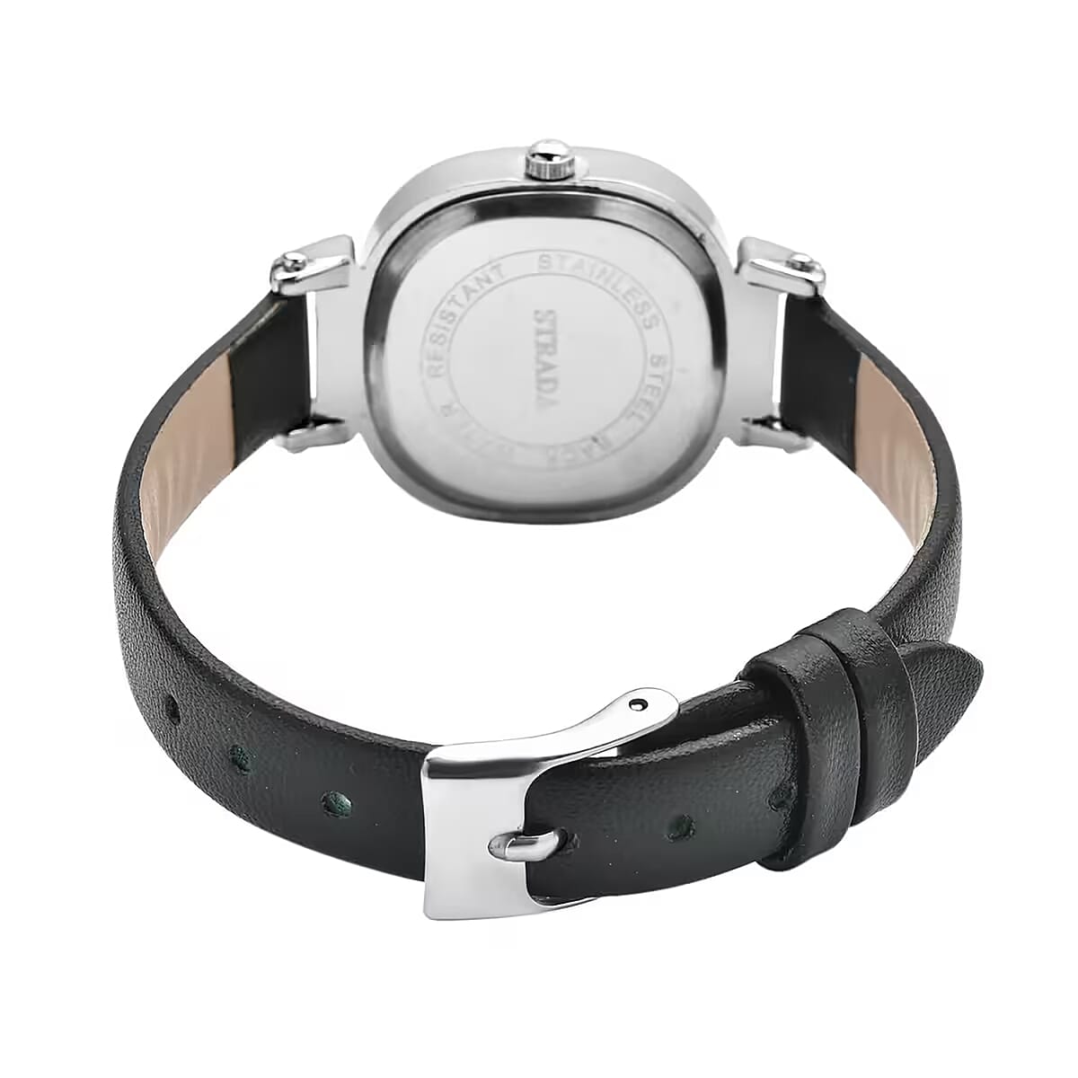 Strada Austrian Crystal Japanese Movement Watch with Black Faux Leather Strap (27.18mm) (5.25-7 Inches) image number 8