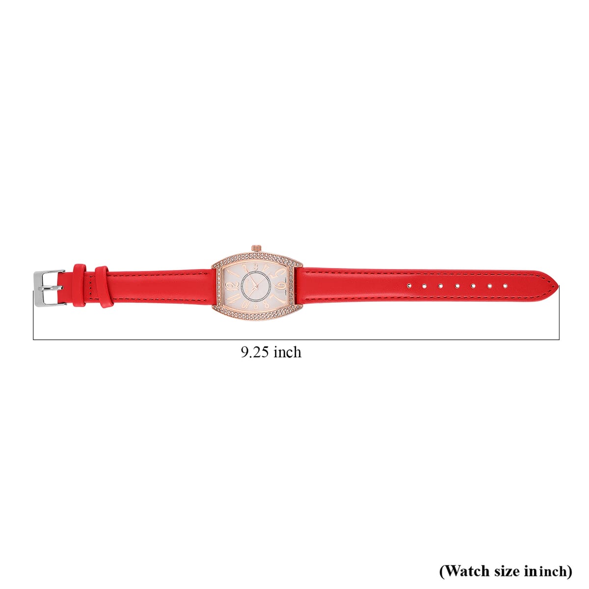 Strada Austrian Crystal Japanese Movement Watch with Red Faux Leather Strap (39.8x33.7mm) image number 6