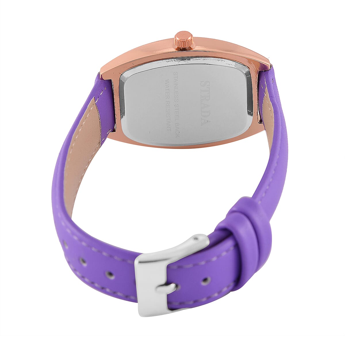 Strada Austrian Crystal Japanese Movement Watch with Purple Faux Leather Strap (39.8x33.7mm) image number 5
