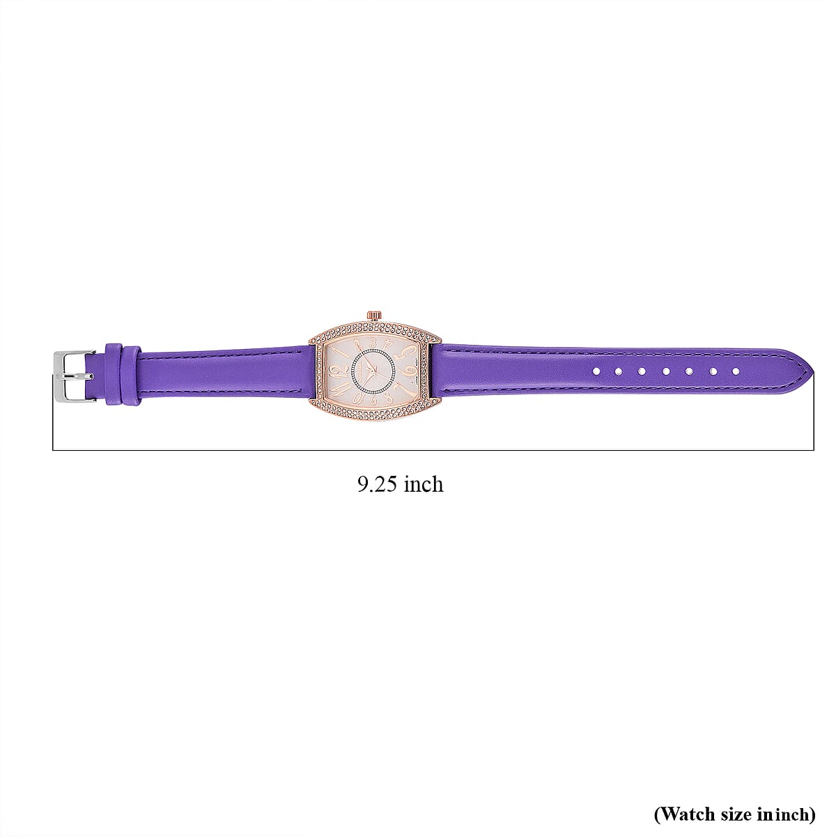 Strada Austrian Crystal Japanese Movement Watch with Purple Faux Leather Strap (39.8x33.7mm) image number 6