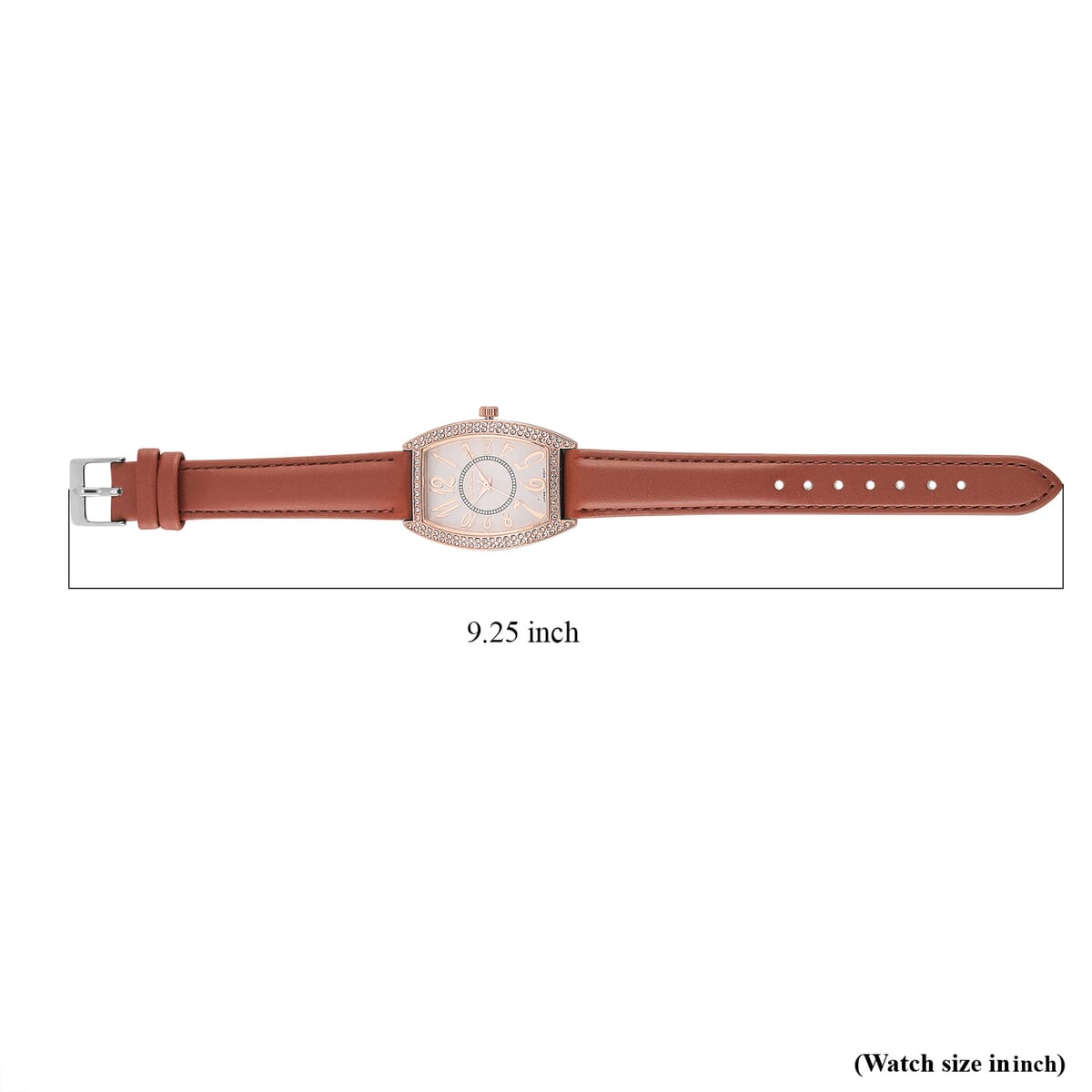 Strada Austrian Crystal Japanese Movement Watch with Brown Faux Leather Strap (39.8x33.7mm) image number 6