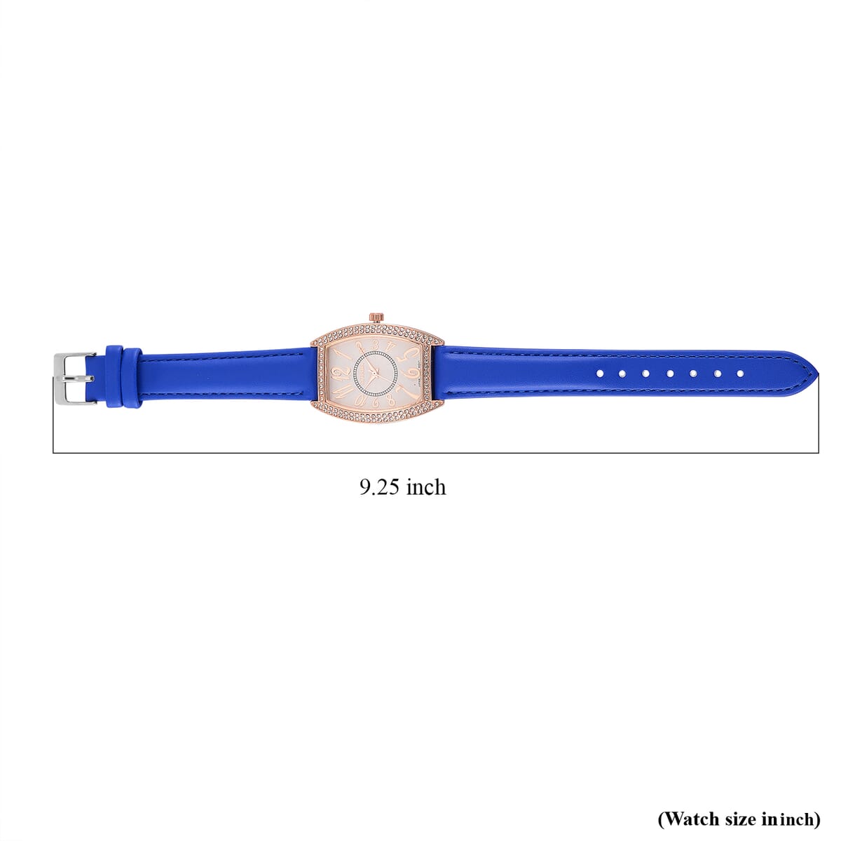 Strada Austrian Crystal Japanese Movement Watch with Blue Faux Leather Strap (39.8x33.7mm) image number 6