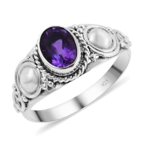 Bali Legacy Lusaka Amethyst Ring in Sterling Silver (Size 5.0) 1.15 ctw