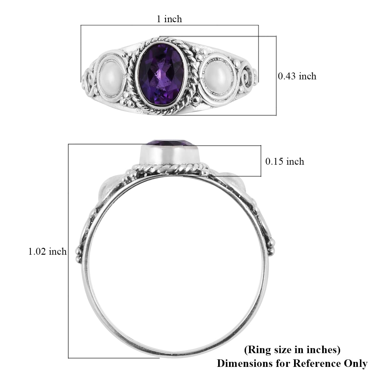 Bali Legacy Lusaka Amethyst Ring in Sterling Silver (Size 5.0) 1.15 ctw image number 5