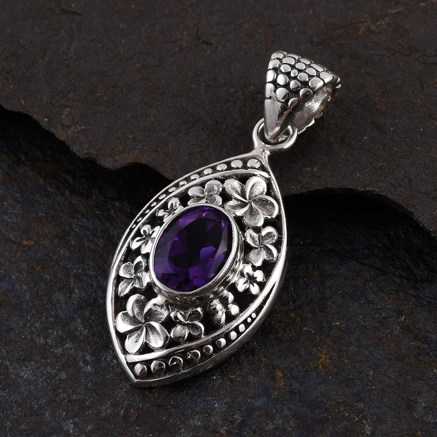 Bali Legacy Amethyst Pendant in Sterling Silver 1.20 ctw