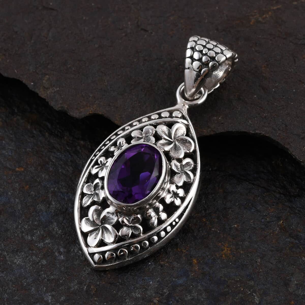 Bali Legacy Amethyst Pendant in Sterling Silver 1.20 ctw image number 1