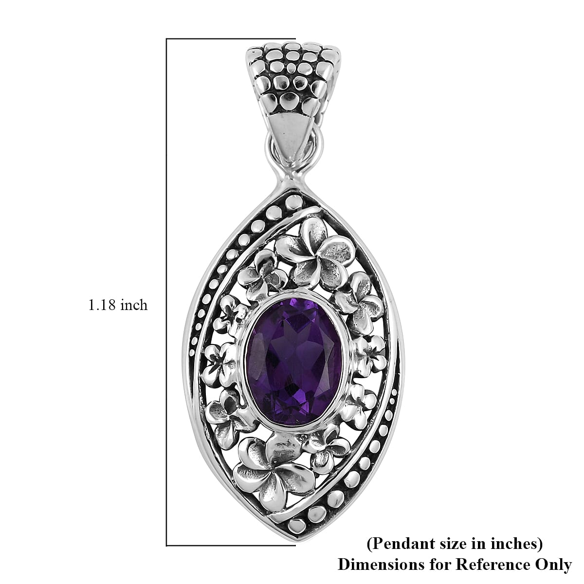 Bali Legacy Amethyst Pendant in Sterling Silver 1.20 ctw