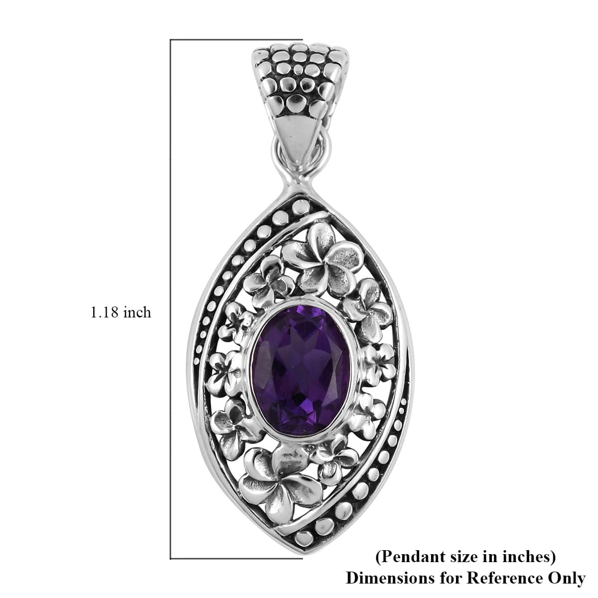 Bali Legacy Amethyst Pendant in Sterling Silver 1.20 ctw image number 4