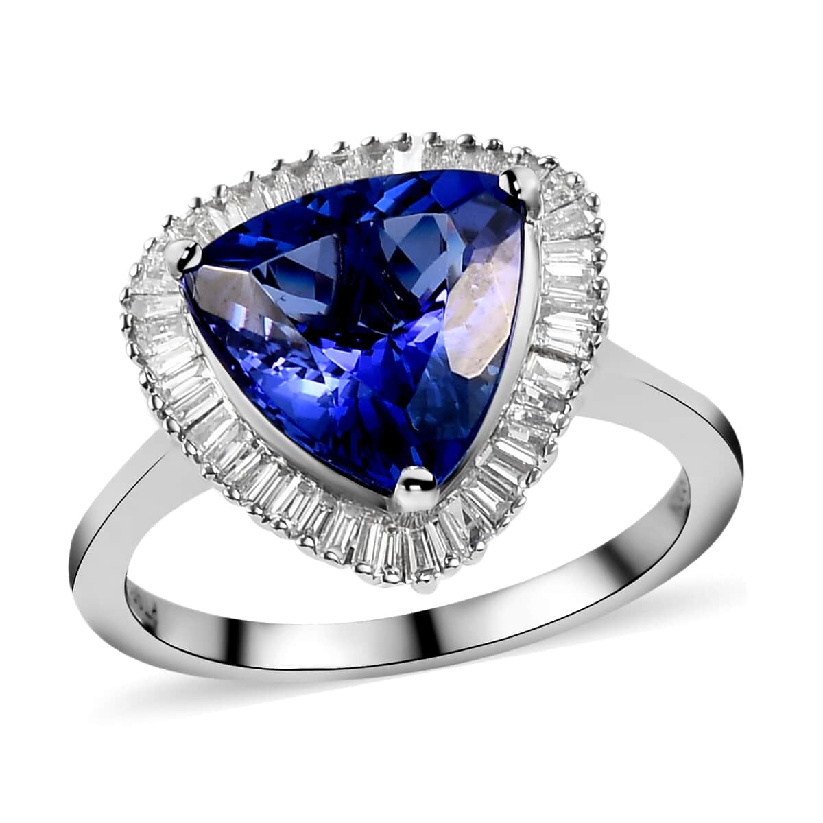 RHAPSODY 950 Platinum AAAA Tanzanite and E-F VS2 Diamond Halo Ring 5.60 Grams 3.35 ctw image number 0