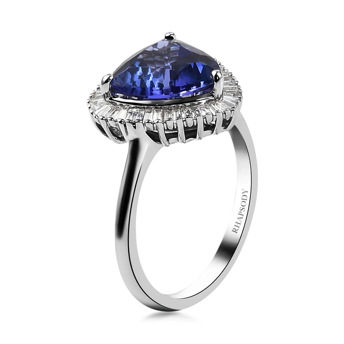 RHAPSODY 950 Platinum AAAA Tanzanite and E-F VS2 Diamond Halo Ring (Size 10.0) 5.60 Grams 3.35 ctw image number 3