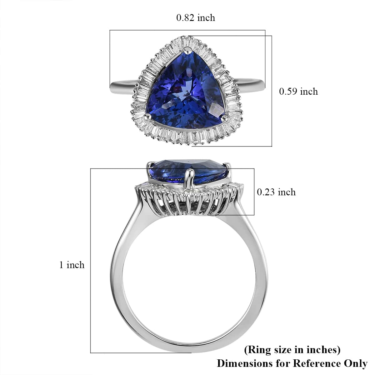 RHAPSODY 950 Platinum AAAA Tanzanite and E-F VS2 Diamond Halo Ring 5.60 Grams 3.35 ctw image number 5