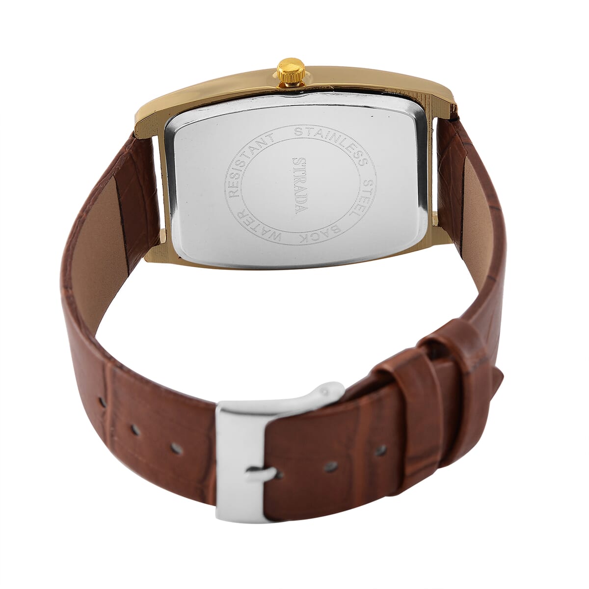 Strada Austrian Crystal Japanese Movement Watch with Brown Faux Leather Strap (7.0-8.5 In) image number 5