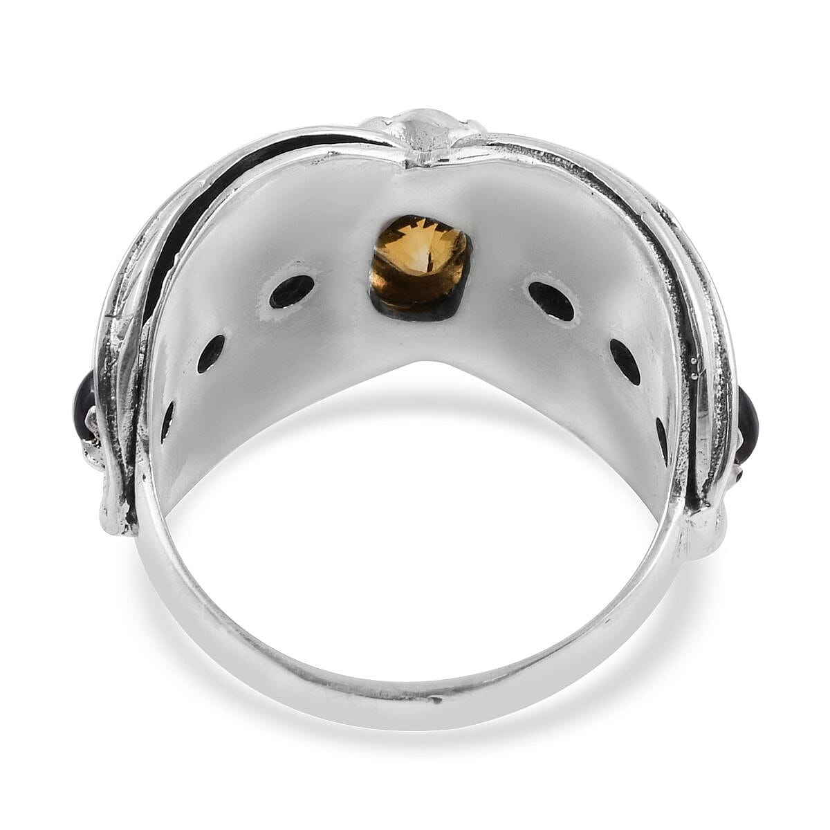 Bali Legacy Brazilian Citrine, Matrix Rhodolite Garnet Leaf Ring Sterling Silver (Size 10.0) 10 Grams 2.60 ctw