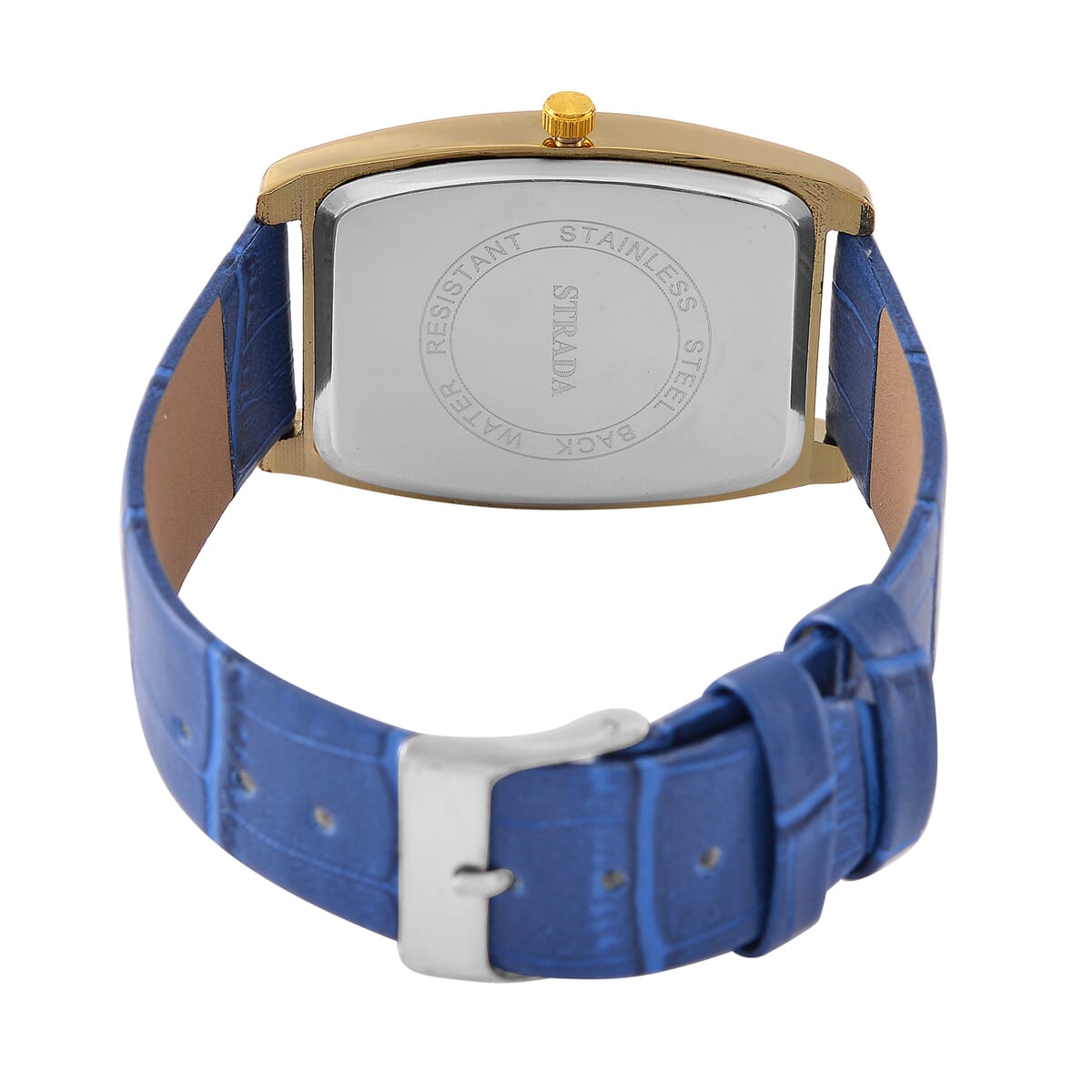 Strada Austrian Crystal Japanese Movement Watch with Blue Faux Leather Strap (7.0-8.5 In) image number 5