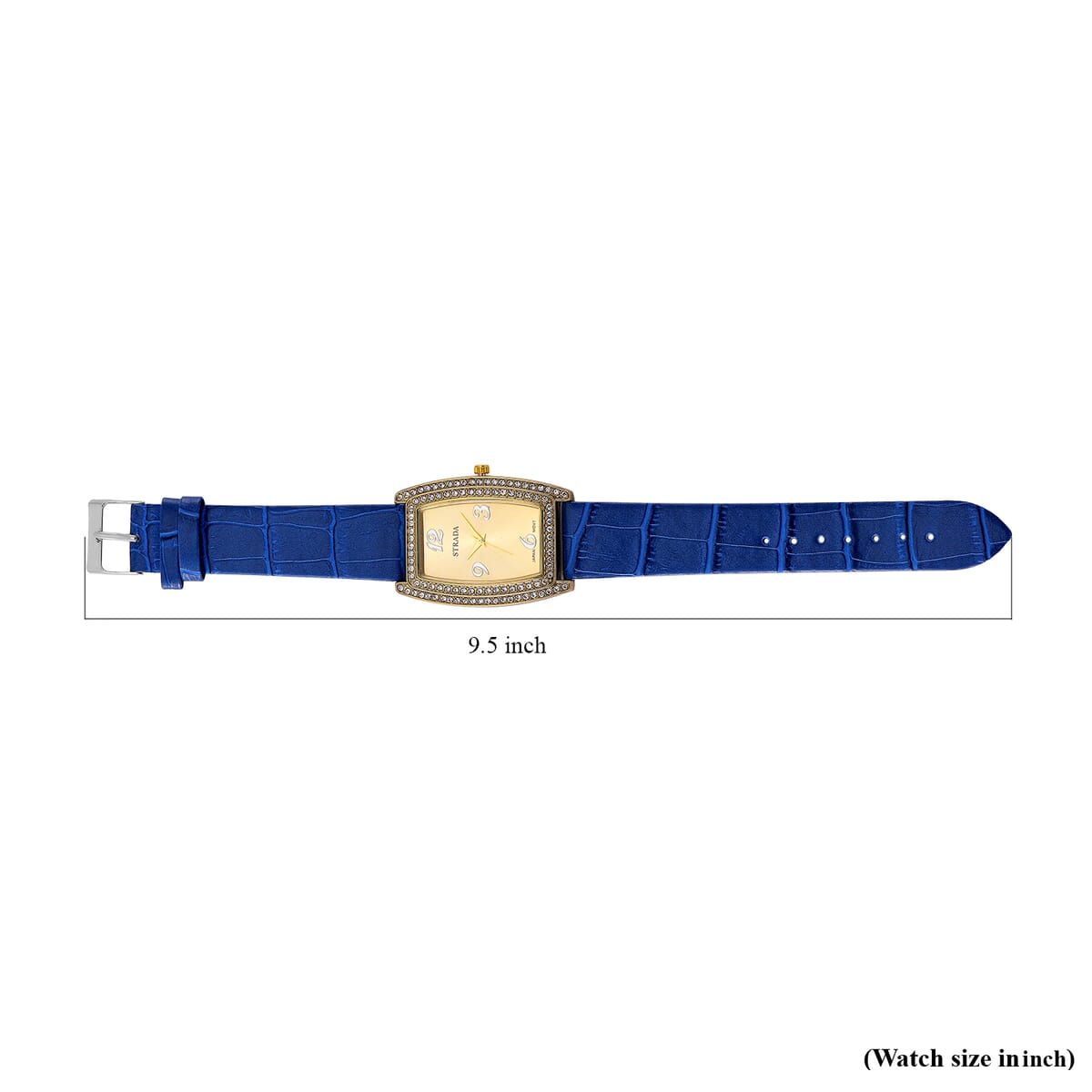 Strada Austrian Crystal Japanese Movement Watch with Blue Faux Leather Strap (7.0-8.5 In) image number 6