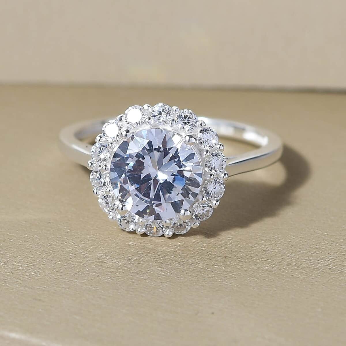Simulated Diamond Halo Ring in Sterling Silver (Size 10.0) 4.35 ctw image number 1