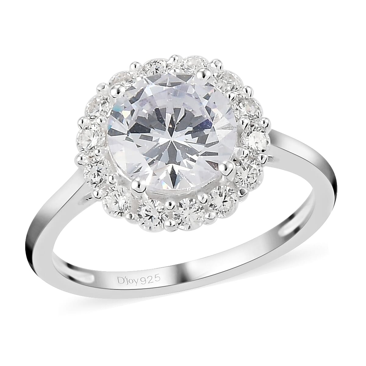 Simulated Diamond Halo Ring in Sterling Silver (Size 11.0) 4.35 ctw