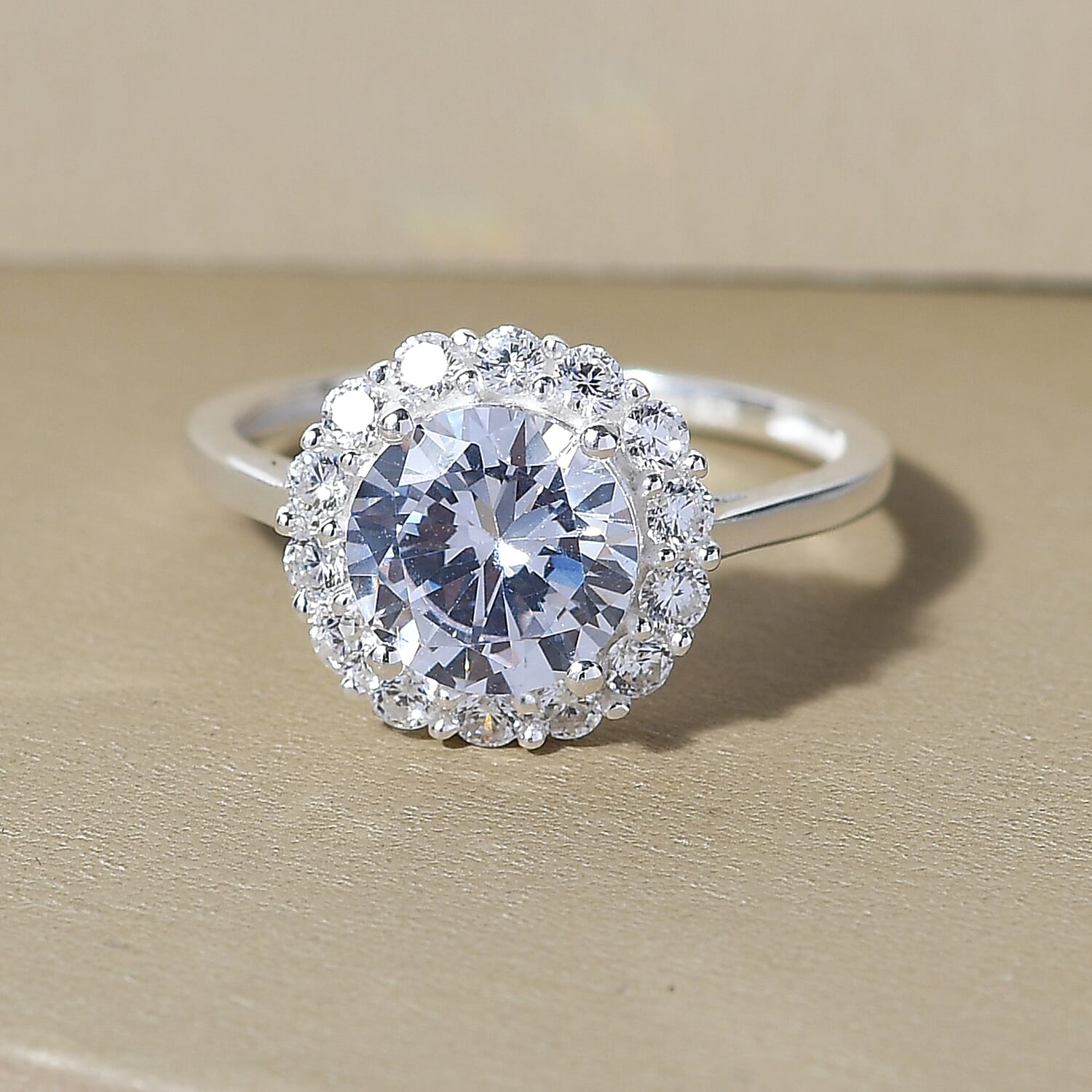 Simulated Diamond Halo Ring in Sterling Silver (Size 11.0) 4.35 ctw
