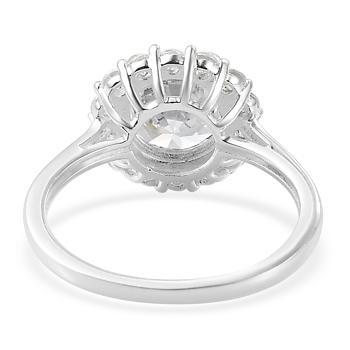 Simulated Diamond Halo Ring in Sterling Silver (Size 11.0) 4.35 ctw