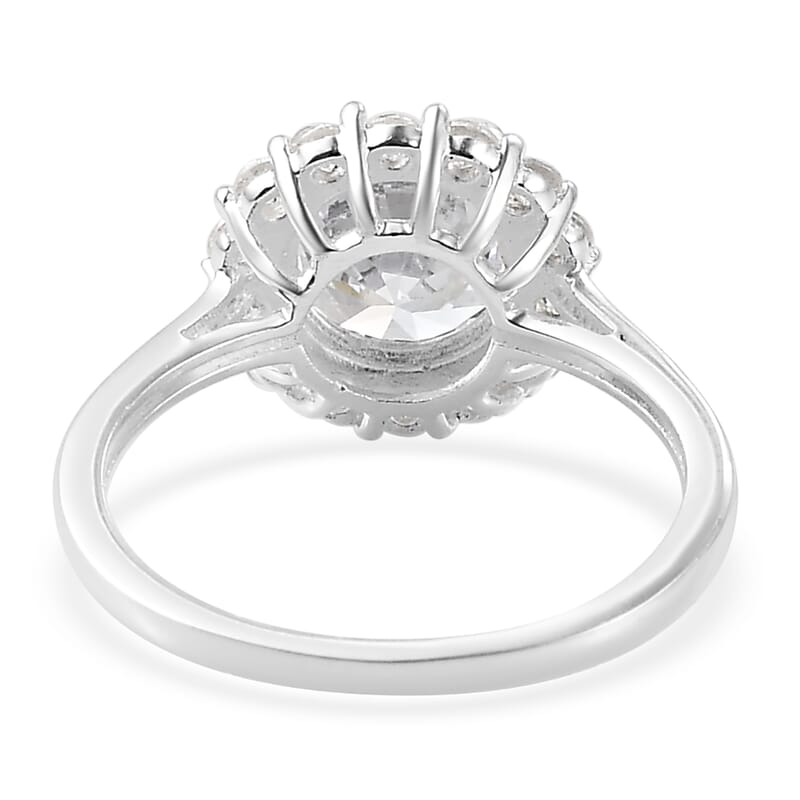 Simulated Diamond Halo Ring in Sterling Silver (Size 11.0) 4.35 ctw