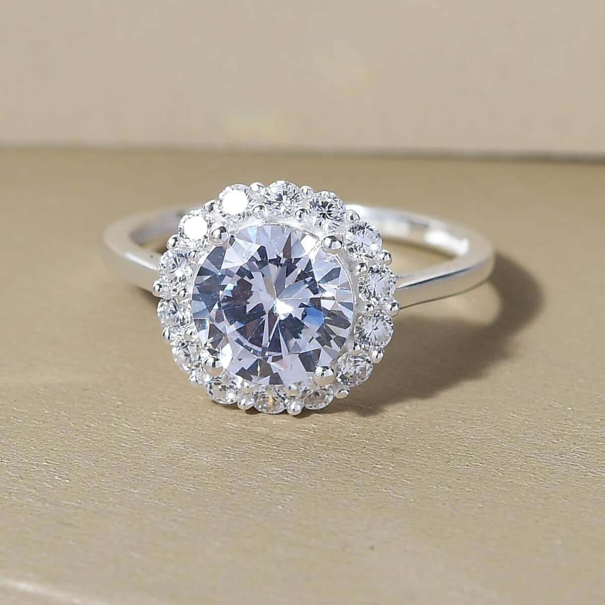 Simulated Diamond Halo Ring in Sterling Silver (Size 7.0) 4.35 ctw image number 1