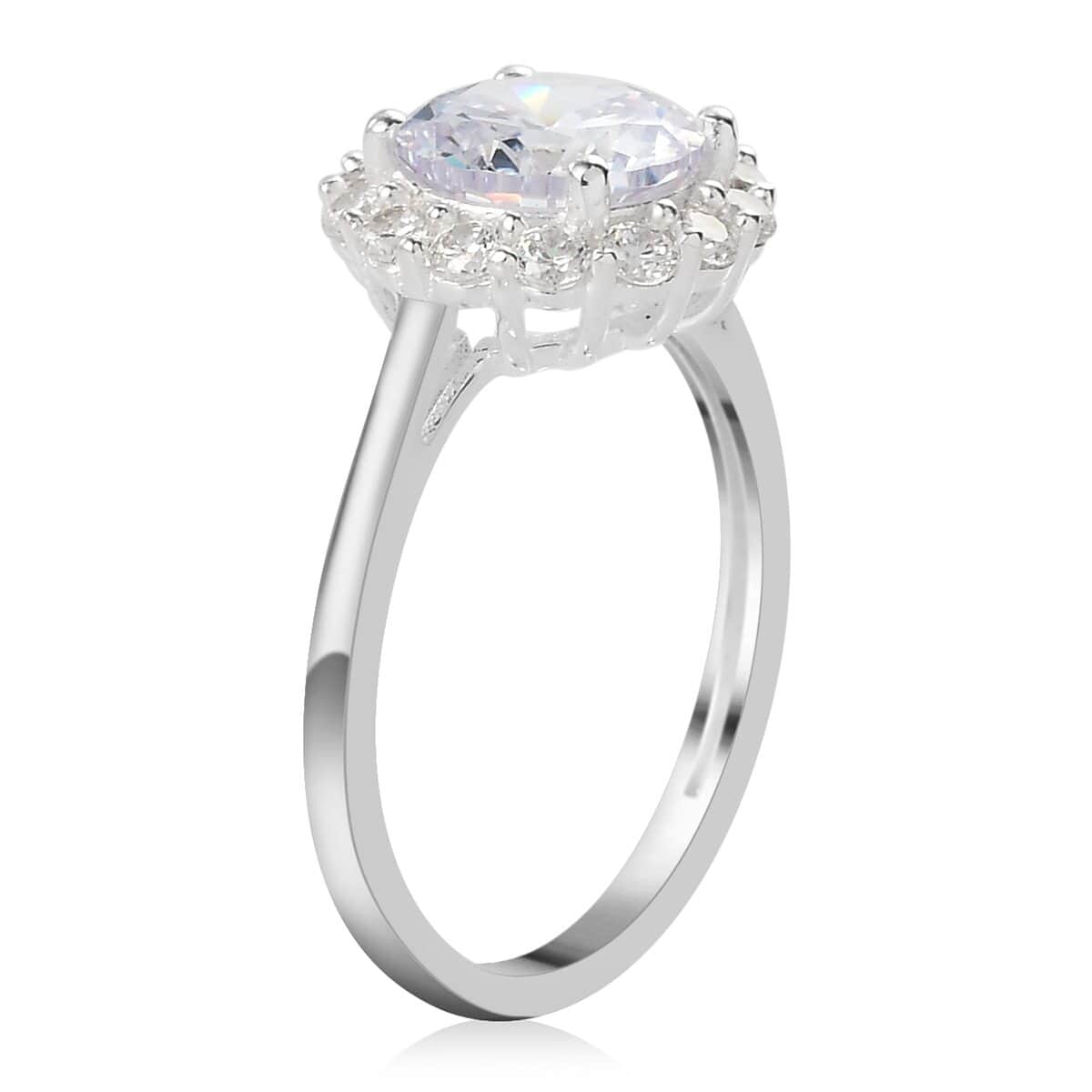 Simulated Diamond Halo Ring in Sterling Silver (Size 7.0) 4.35 ctw image number 3