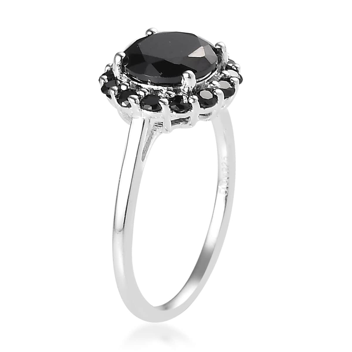 Simulated Black Diamond Halo Ring in Sterling Silver (Size 9.0) 4.25 ctw image number 3