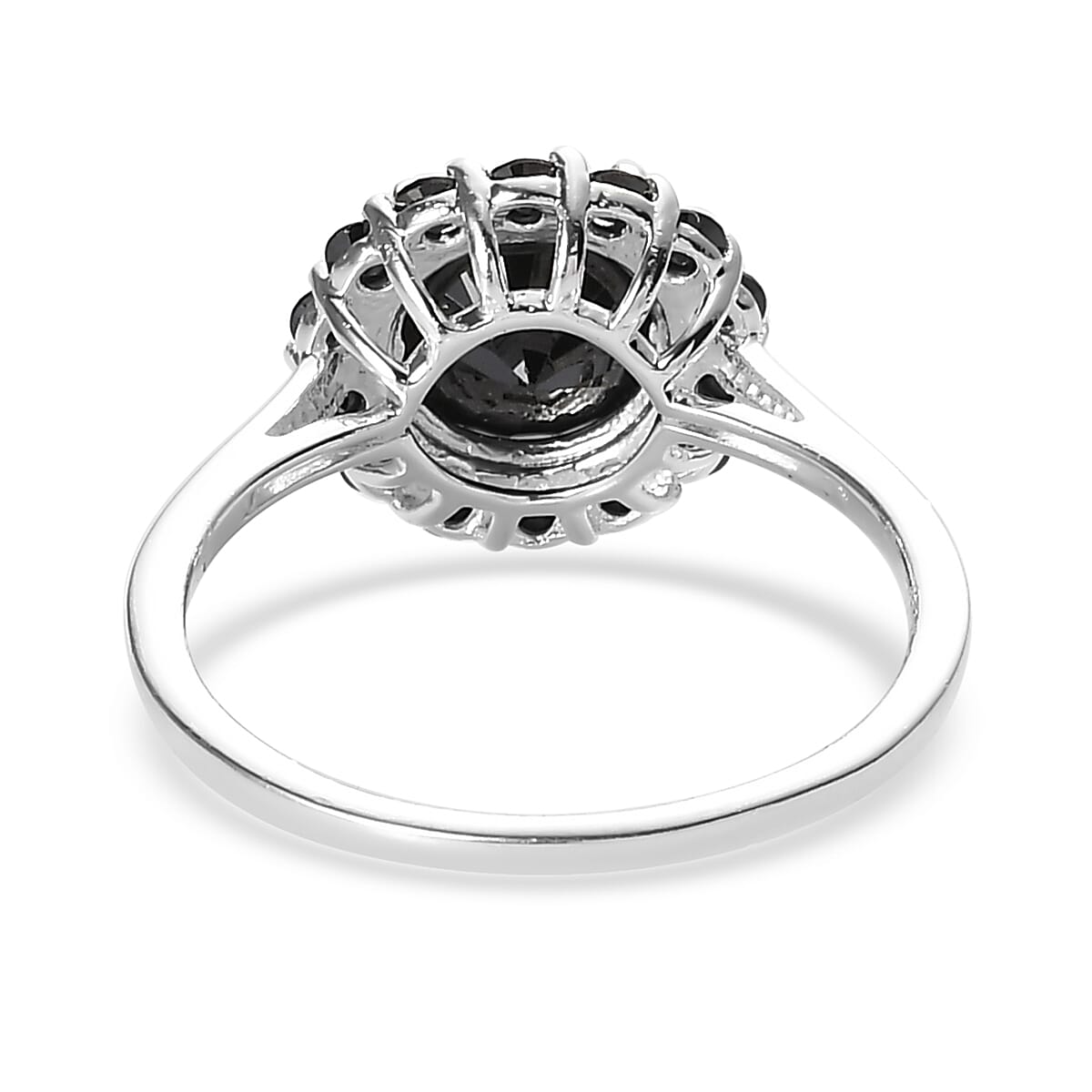 Simulated Black Diamond Halo Ring in Sterling Silver (Size 9.0) 4.25 ctw