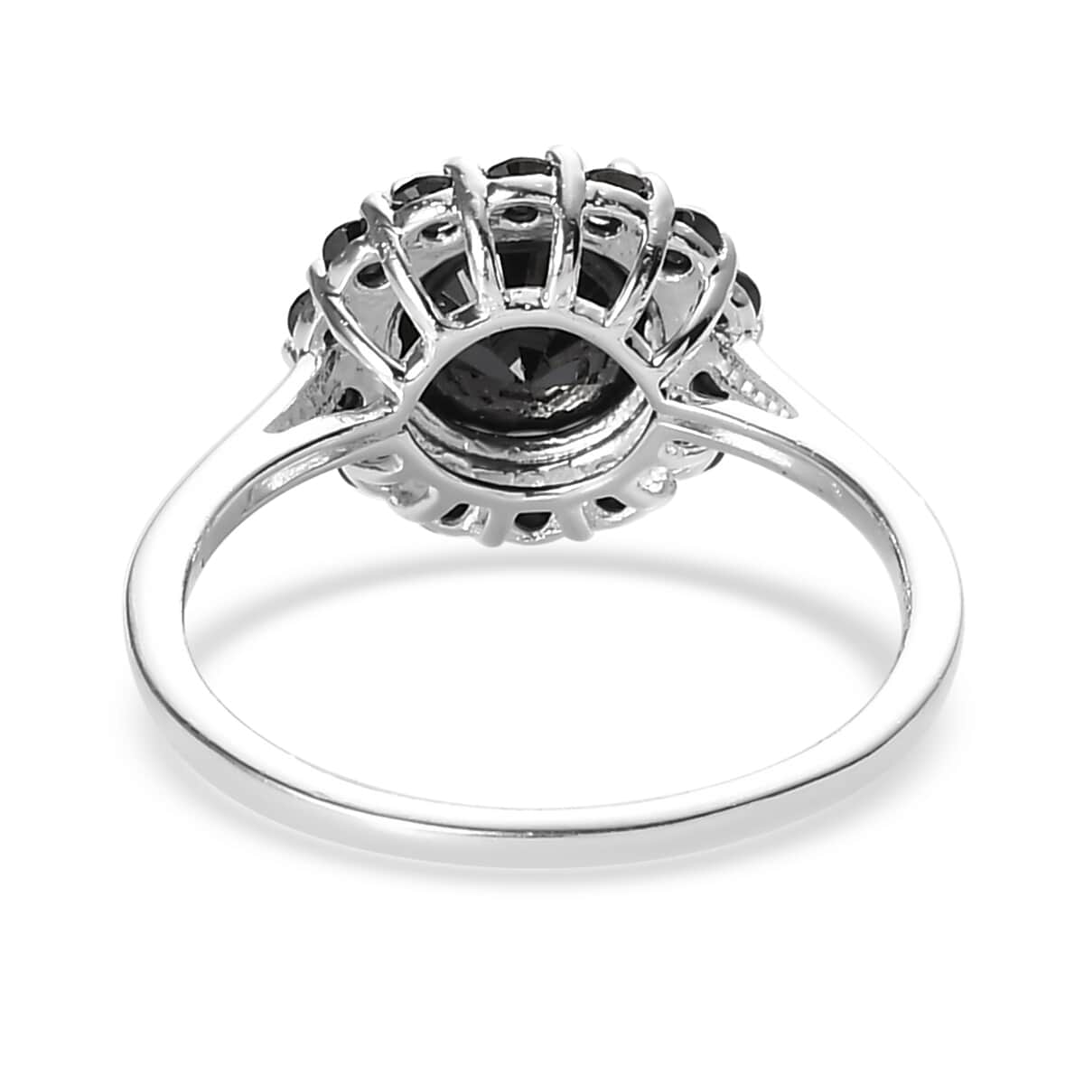 Simulated Black Diamond Halo Ring in Sterling Silver (Size 9.0) 4.25 ctw image number 4