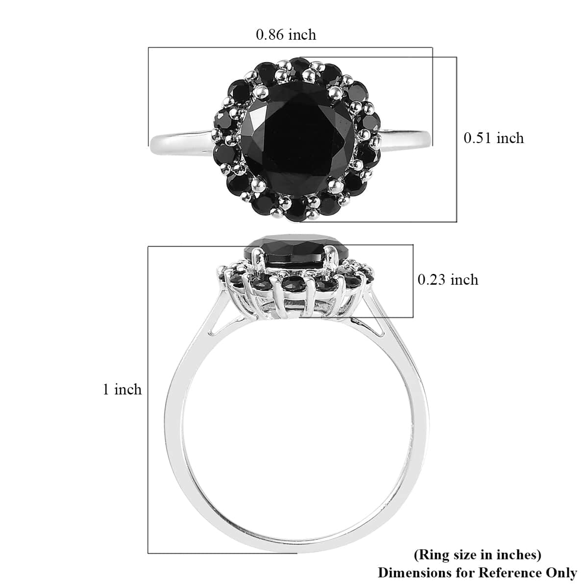 Simulated Black Diamond Halo Ring in Sterling Silver (Size 9.0) 4.25 ctw image number 5