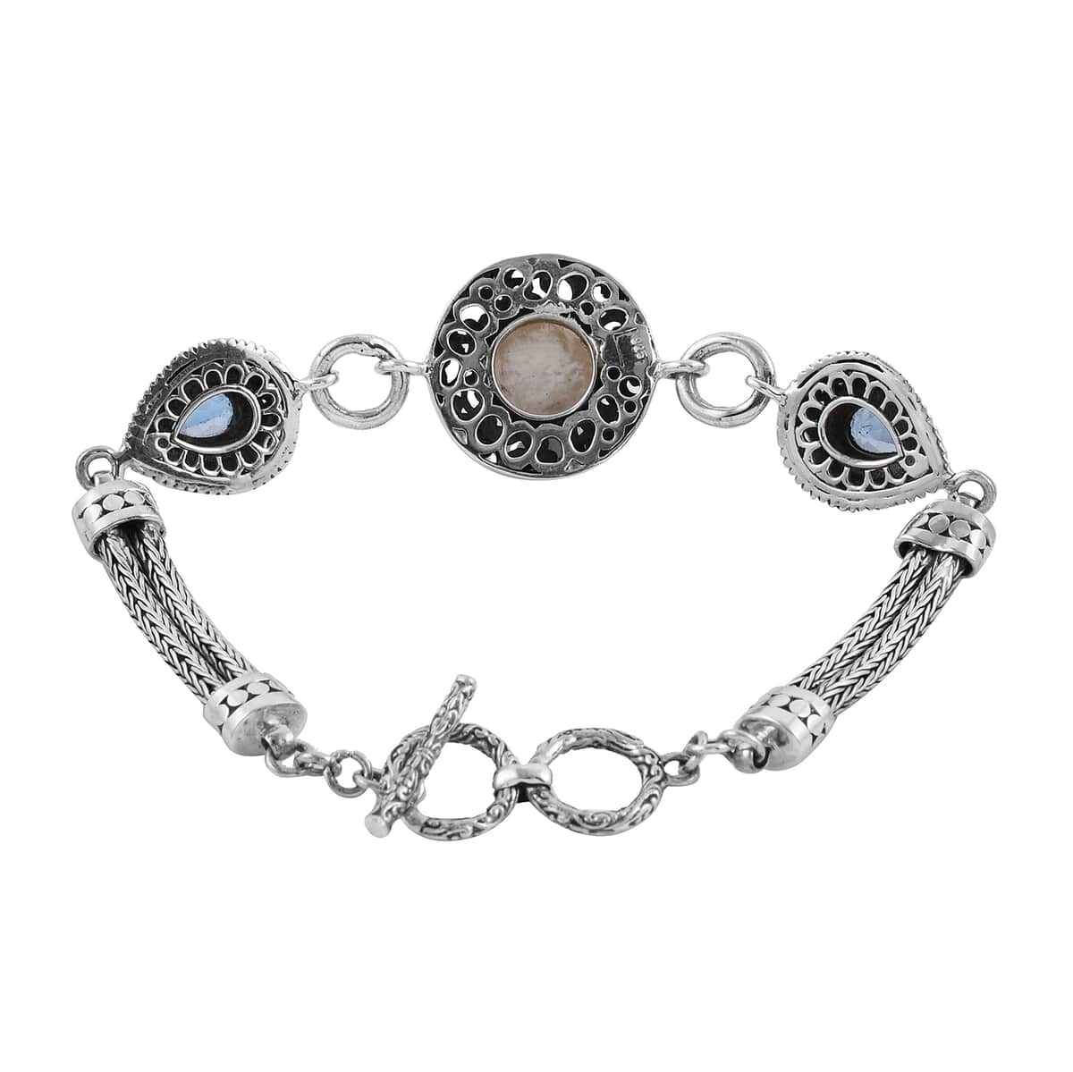 BALI LEGACY White Mabe Pearl, Sky Blue Topaz Bracelet in Sterling Silver (7.00 In) (20.75 g) 7.40 ctw image number 2